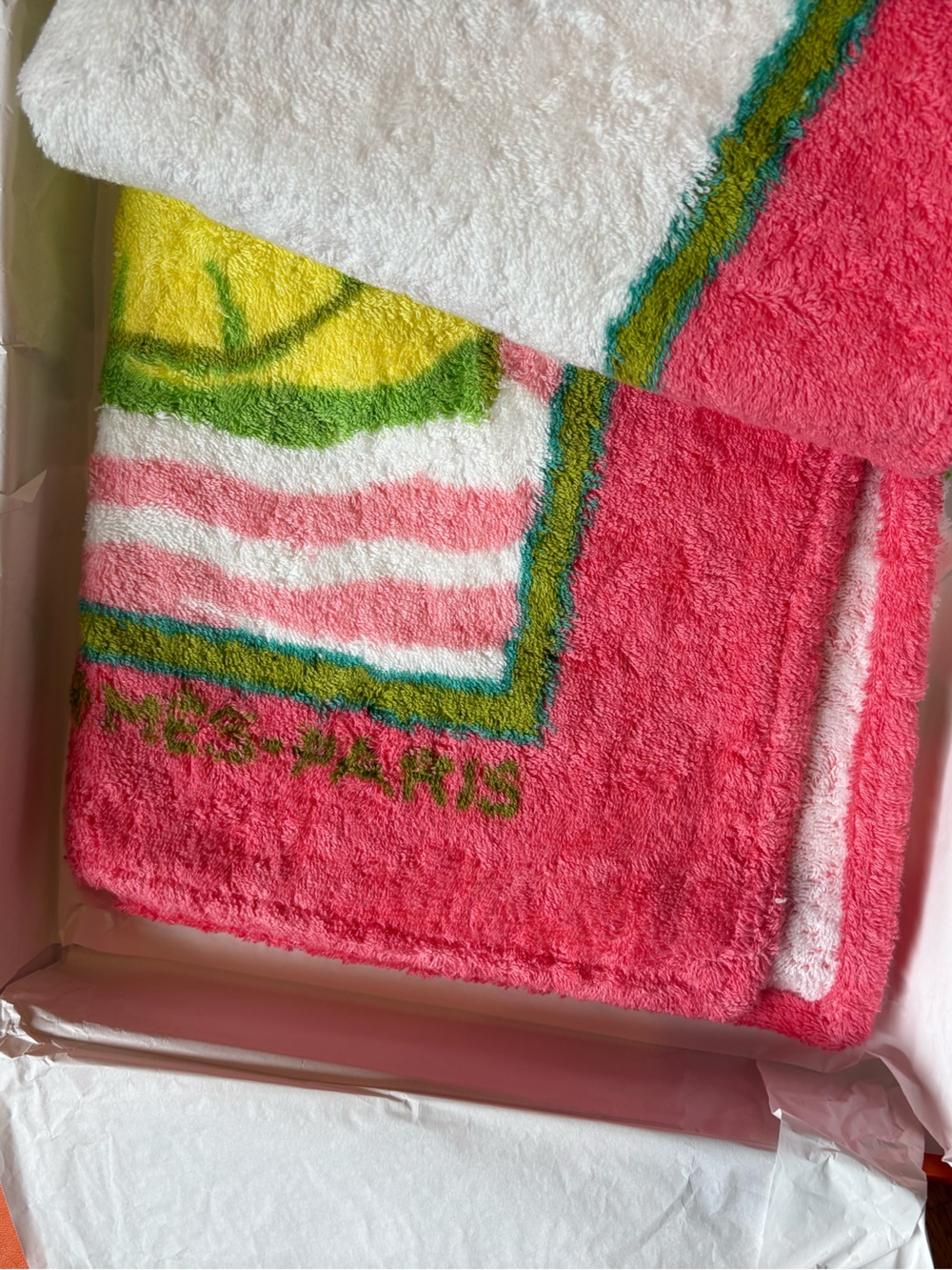 Hermès Paris Pink & Yellow Vintage Beach Towel